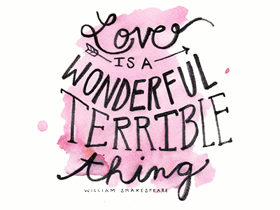 Sharable Valentine love painted shakespeare typography valentine watercolor