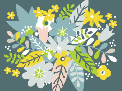 Spring Floral blooms dark design floral illustration pattern spring surface design teal vector