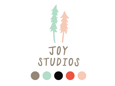 joy studios logo - color option hand drawn type illustration logo mark nature photography tree type typography