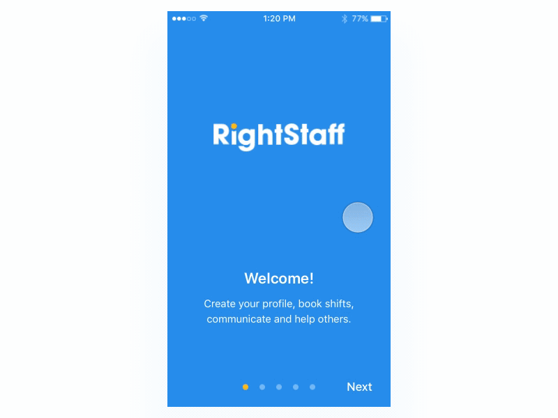Rightstaff Slider Animation about animation gesture ios mobile paralax prototype signup slider slides ui ux