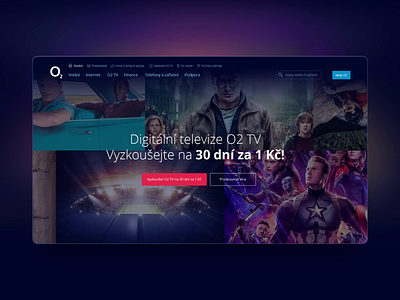 O2 TV Landing Page Live czech entertainment landing page live movies o2 streaming app user experience user interface design