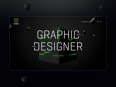 Graphic Designer Wanted! animation career cube dark designer glow green interaction job three.js webgl website