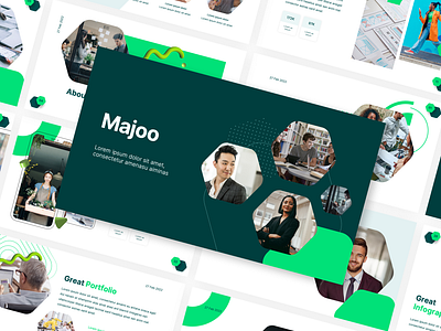 Majoo Presentation Templates business clean creative deck green modern