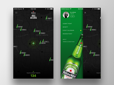 Heineken My Access Indonesia V2 app clean dark interface ios minimalism minimalist mobile sketch ui ux