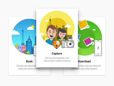 How It Works Cards character illustration intro cards ios iphone on boarding ui ux website