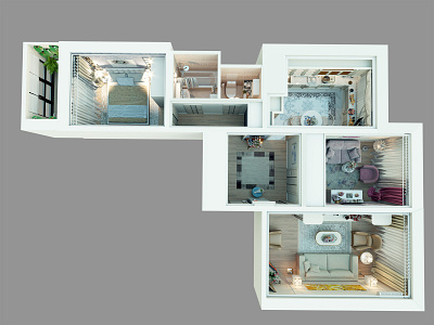 Apartment. Top view. 3d 3d max coronarender interior render visualization
