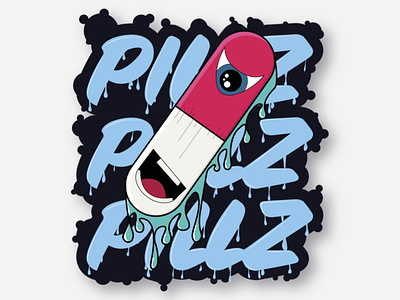 Pillz! apparel blue buy design design art draw flat graffiti graffiti art graffiti digital illustration illustrator medicine pill pills pop art popup shop sticker vector