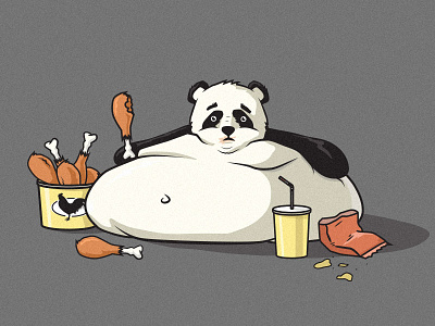 Fat Panda chicken doodle fat illustration line nji media panda vector