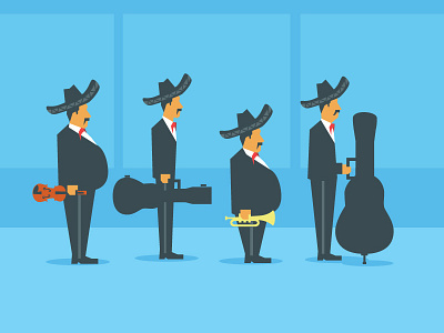 Mariachi cinco de mayo fiddle flat guitar illustration mariachi mexico mustache nji media sombrero trumpet violin