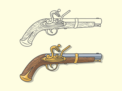 Dueling Pistol Illustration cartoon gun icon illustration