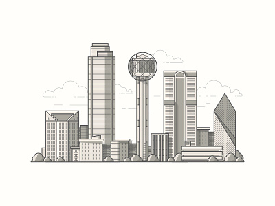 Dallas cityscape dallas illustration line nji media