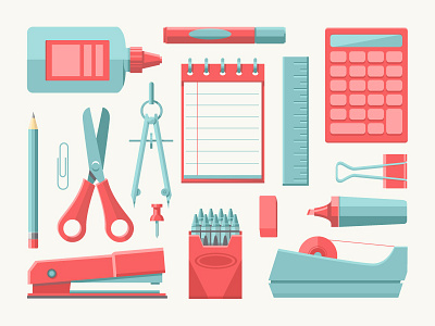 School Supplies! icon illustration pencil school scissors stapler tool tools