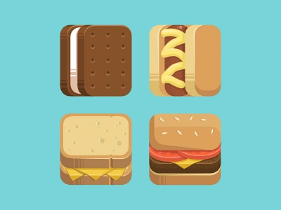 Free Food Icons americana cheeseburger food grilled cheese hot dog ice cream sandwich icon illustration ios