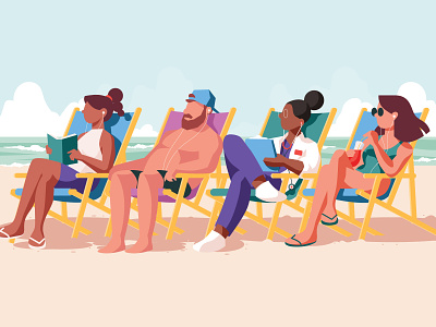 vacation > work bathing suit beach beach chair chair mai tai ocean reading sun swimming vacation