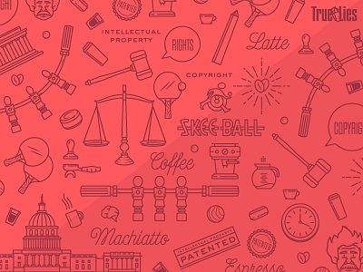 Skee-Ball coffee espresso gavel icon illustration latte law law scales pattern ping pong washington dc