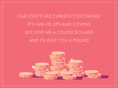 Valentine's Day card 2017 currency gold illustration money pound town valentine valentines day