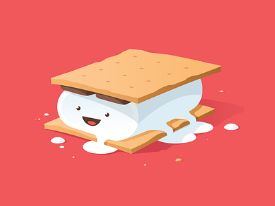 s'more illustration anniversary card food food with face illustration mallow marshmallow smore