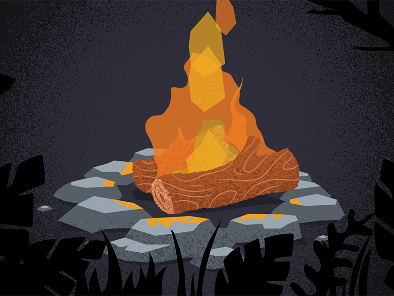 roastin' mallows animation camp campfire camping fire forest gif night wilderness wood