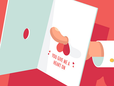 You give me a heart on card heart humor illustration. valentine vday