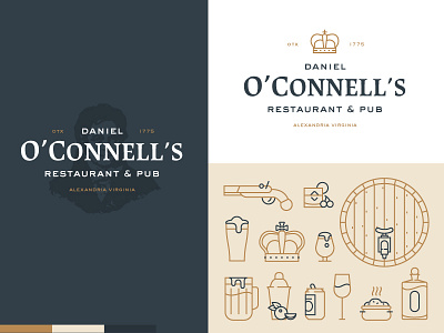 Daniel O'Connell's badge beer brand icons irish pub restaurant system whiskey