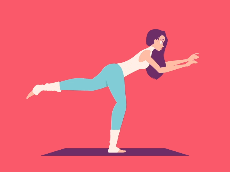 Warrior III agility disney health illustration stretch woman yoga yogi