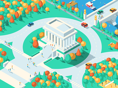 Lincoln Memorial building iso isometric memorial monument perspective washington dc