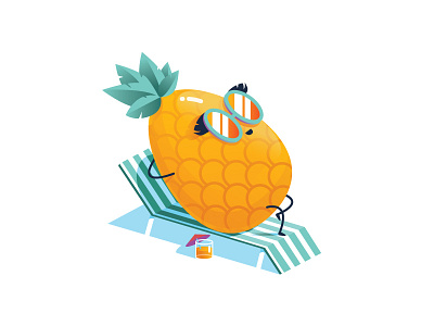 you're one fine-apple beach chair fruit pineapple relax sun sunbathing sunglasses valentine