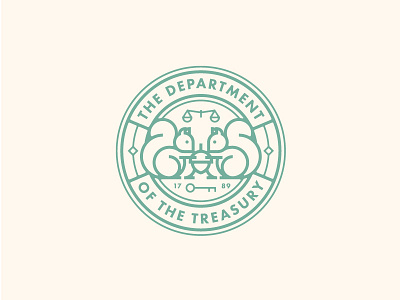 Treasury acorn animal badge badge design gov government logo money seal squirrel treasury