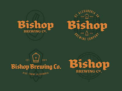 Bishop Brewing Co. barrel beer bishop brand branding brewery brewing hops logo pope tap