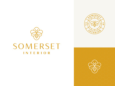 Somerset Interior badge bee brand design elegant honey identity interior logo