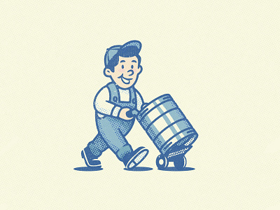 The beer is here beer distributor dolly halftone keg old retro vintage