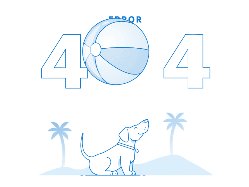 404 404 beach beach ball dog error error page palm weiner dog
