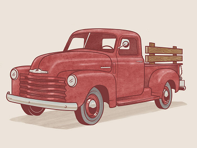 Dribble chevy illustration pickup truck watercolor