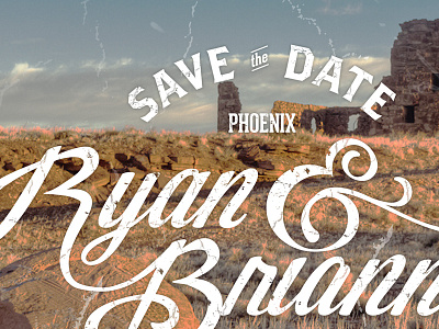 Save the Date arizona desert distressed postcard save the date script vintage