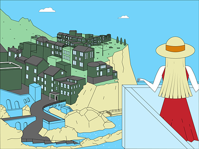 Village Hidden in the Cliff illustration vector