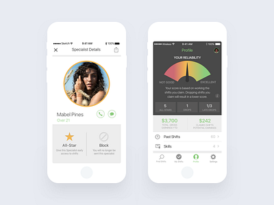 Shiftgig Mobile App Screens