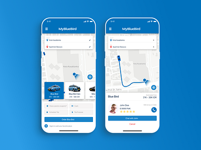 MyBlueBird App Redesign app card clean driver ios mobile order taxi uber