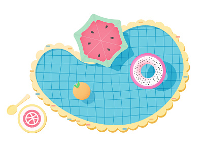 Fruit Tart Swimming Pool hellodribbble illustration