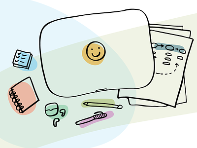 A designer's guide to organizing a job hunt designer desk flatlay illustration