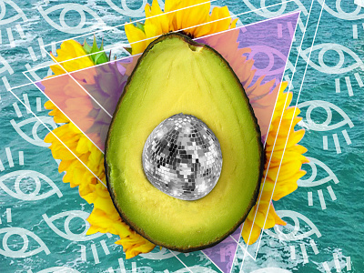 fab-ocado avocado collage digital disco evil eye eye floral geometric graphic design illustration sunflower