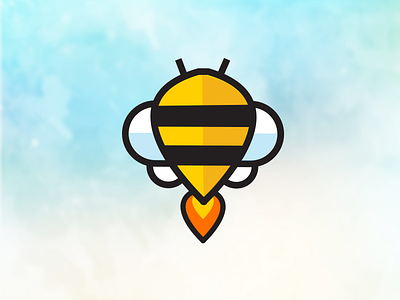 giving that bee a boost bee honeybee icon illustration logo rocket