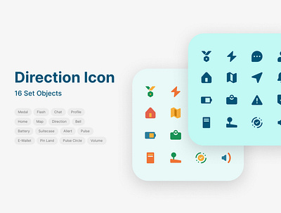 Direction Icon Set branding clean colors design icon icons illustration logo ui ui ux ux vector