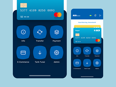 Mobile app - BCA Mobile bank bank app bca bca mobile colors design illustration mastercard menu mobile apps navigation bar new ui payment transfer ui design visa