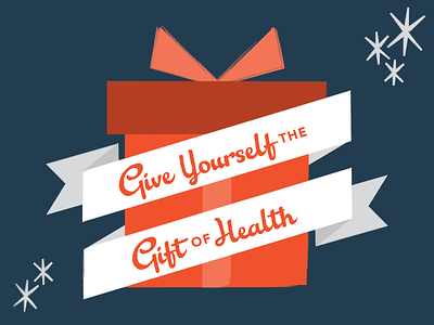 Give Yourself the Gift of Health christmas gift health illustration present promotion retro social