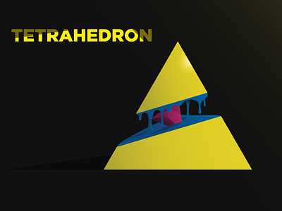 PLATONIC SOLID - TETRAHEDRON 3d design flat geometric illustration liquid plato project solid tetrahedron triangle yellow