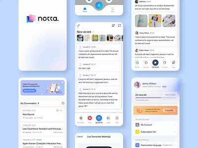 Notta-Transcribe Voice to Text Mobile App animation app audio dark design edit export import logo meeting mobile record share tag transcribe ui ux video voice voice to text