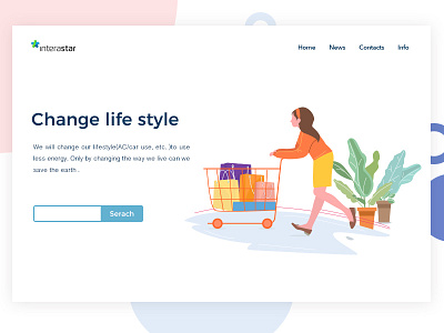 Change life style colour design illustration landing page shopping ui web website