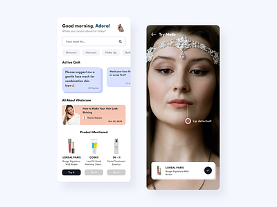 BeautyFess App with AR app augmented reality augmentedreality beauty beauty app clean design ui ux