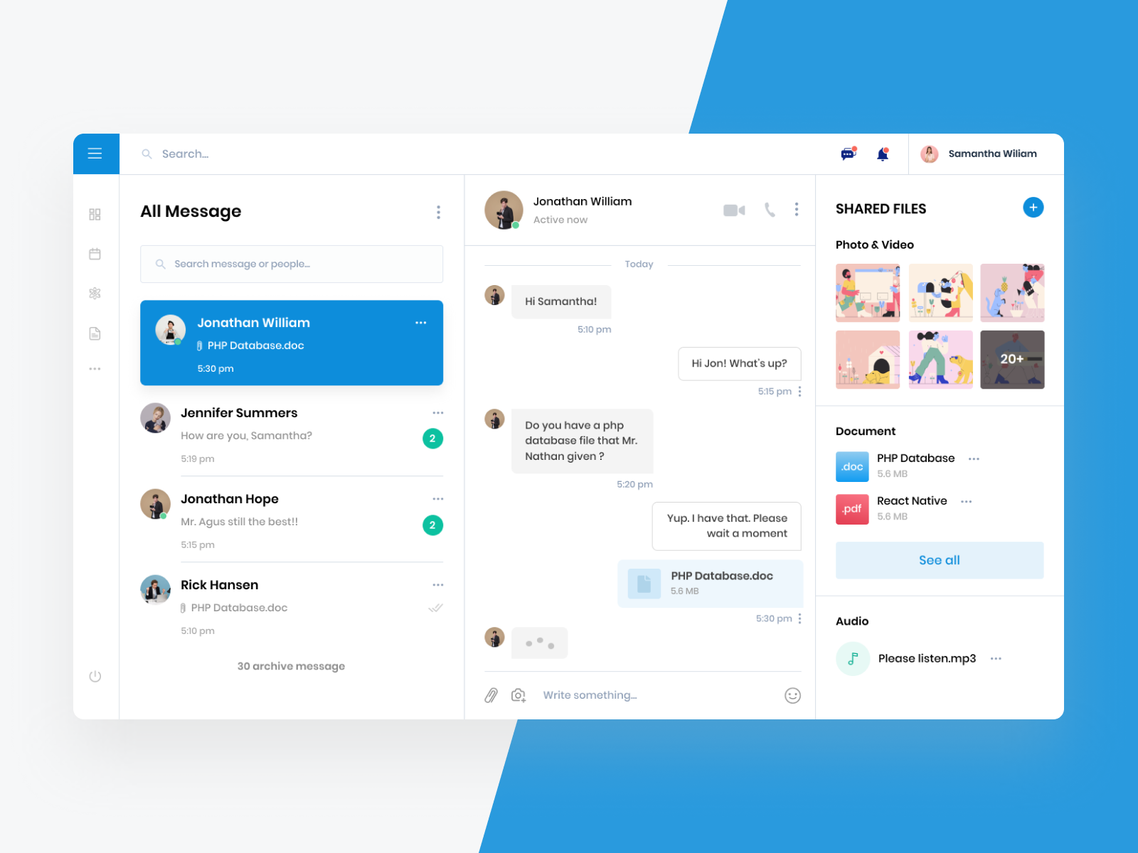 Message Screen Dashboard by Farah on Dribbble