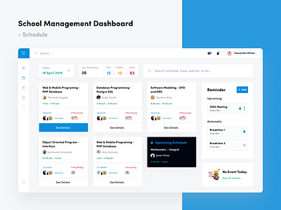 Schedule Screen - School Management Dashboard